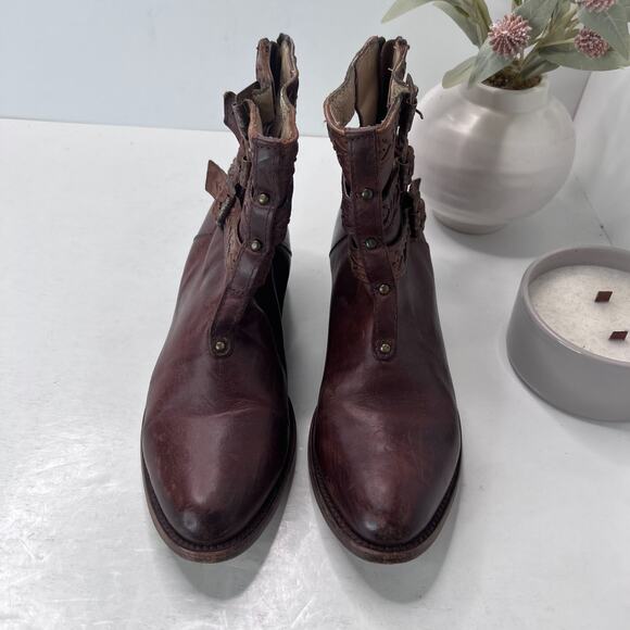 Freebird by Steven Roper Distressed Leather Western Ankle Boots Brown Women's 9 - Picture 7 of 10